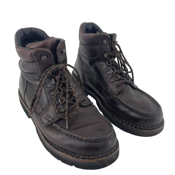 Rocky Brown Leather Combat Boots Men Size 9.5 Preowned - Picture 1 of 6